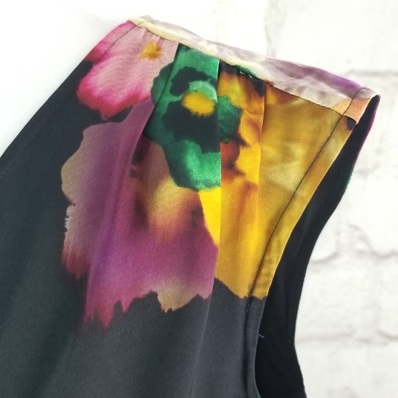 Mexx S Black Floral Sleeveless Midi Shift Dress - Picture 3 of 8